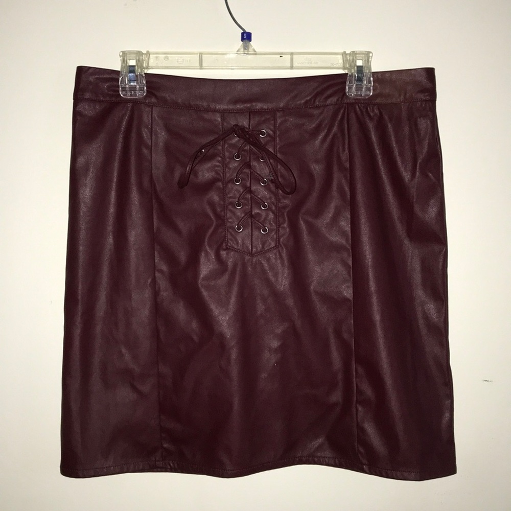 Guess faux leather lace up skirt